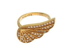 Nialaya Womens Clear CZ Gold 925 Silver Authentic Ring -   -  Nialaya.
