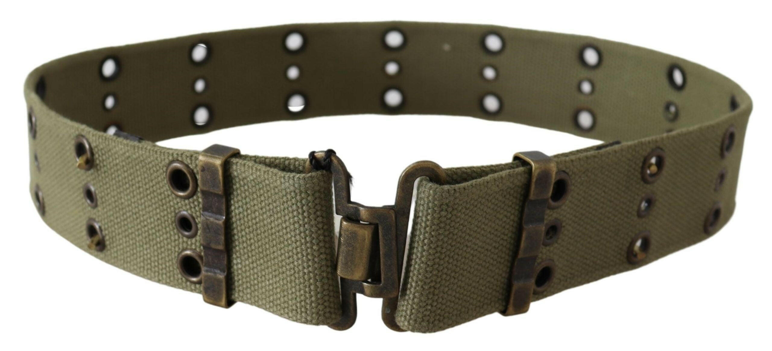 Ermanno Scervino Green 100% Cotton Rustic Bronze Buckle Belt -   -  Ermanno Scervino. Ermanno Scervino Green 100% Cotton Rustic Bronze Buckle Belt -   -  Ermanno Scervino.