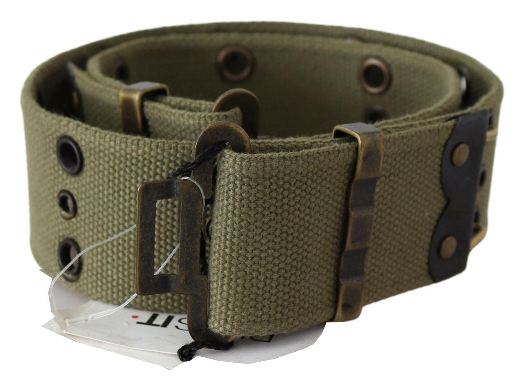 Ermanno Scervino Green 100% Cotton Rustic Bronze Buckle Belt -   -  Ermanno Scervino.