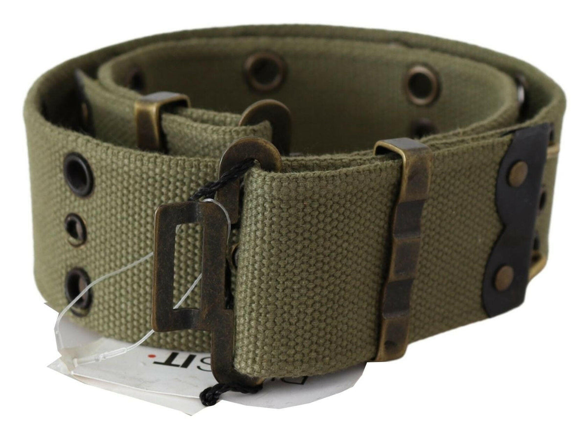 Ermanno Scervino Green 100% Cotton Rustic Bronze Buckle Belt -   -  Ermanno Scervino.