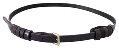 GF Ferre Black Leather Thin Gold Metal Chrome Buckle Belt -   -  GF Ferre.