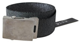 Exte Black Silver Metal Brushed Buckle Waist Belt -   -  Exte.