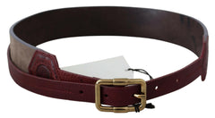 GF Ferre Brown Leather Wide Gold Chrome Logo Buckle Belt -   -  GF Ferre.