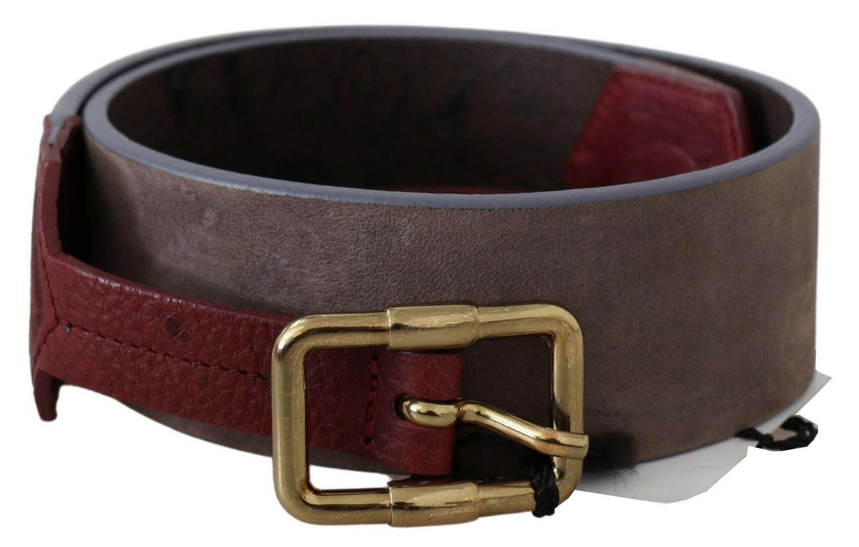GF Ferre Brown Leather Wide Gold Chrome Logo Buckle Belt -   -  GF Ferre.