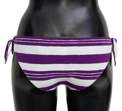 Dolce & Gabbana Purple White Stripes Beachwear Bikini Bottom - - Dolce & Gabbana.