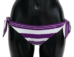 Dolce & Gabbana Purple White Stripes Beachwear Bikini Bottom - - Dolce & Gabbana.