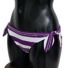 Dolce & Gabbana Purple White Stripes Beachwear Bikini Bottom - - Dolce & Gabbana.