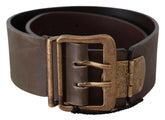 Ermanno Scervino Brown Leather Wide Bronze Buckle Waist Belt -   -  Ermanno Scervino.
