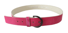 John Galliano Pink Leather Letter Logo Design Round Buckle Belt -   -  John Galliano.