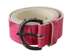 John Galliano Pink Leather Letter Logo Design Round Buckle Belt -   -  John Galliano.