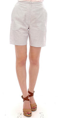 Andrea Incontri White Checkered Stretch Cotton Shorts -   -  Andrea Incontri.
