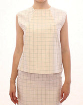 Andrea Incontri White Cotton Checkered Shirt Top -   -  Andrea Incontri.