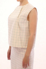 Andrea Incontri White Cotton Checkered Shirt Top -   -  Andrea Incontri.