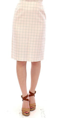 Andrea Incontri White Cotton Checkered Pencil Skirt -   -  Andrea Incontri.