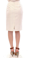 Andrea Incontri White Cotton Checkered Pencil Skirt -   -  Andrea Incontri.