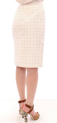 Andrea Incontri White Cotton Checkered Pencil Skirt -   -  Andrea Incontri.