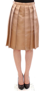 Andrea Incontri Brown Silk Solid Mini Pleated Skirt -   -  Andrea Incontri.