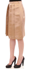Andrea Incontri Brown Silk Solid Mini Pleated Skirt -   -  Andrea Incontri.