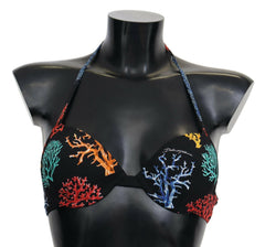 Dolce & Gabbana Black Corals Print Women Beachwear Bikini Tops -   -  Dolce & Gabbana.
