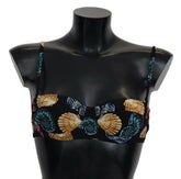 Dolce & Gabbana Black Seashells Print Women Swimwear Bikini Tops -   -  Dolce & Gabbana.