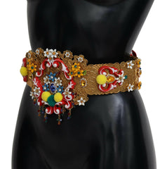 Dolce & Gabbana Embellished Floral Crystal Wide Waist Carretto Belt -   -  Dolce & Gabbana.