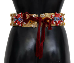Dolce & Gabbana Embellished Floral Crystal Wide Waist Carretto Belt -   -  Dolce & Gabbana.