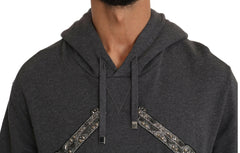 Dolce & Gabbana Gray Hooded Red Crystal Heart Gun Sweater -   -  Dolce & Gabbana.