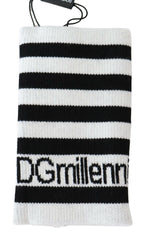 Dolce & Gabbana Black White Wool DGMillennials Wristband Wrap -   -  Dolce & Gabbana.