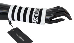 Dolce & Gabbana Black White Wool DGMillennials Wristband Wrap -   -  Dolce & Gabbana.