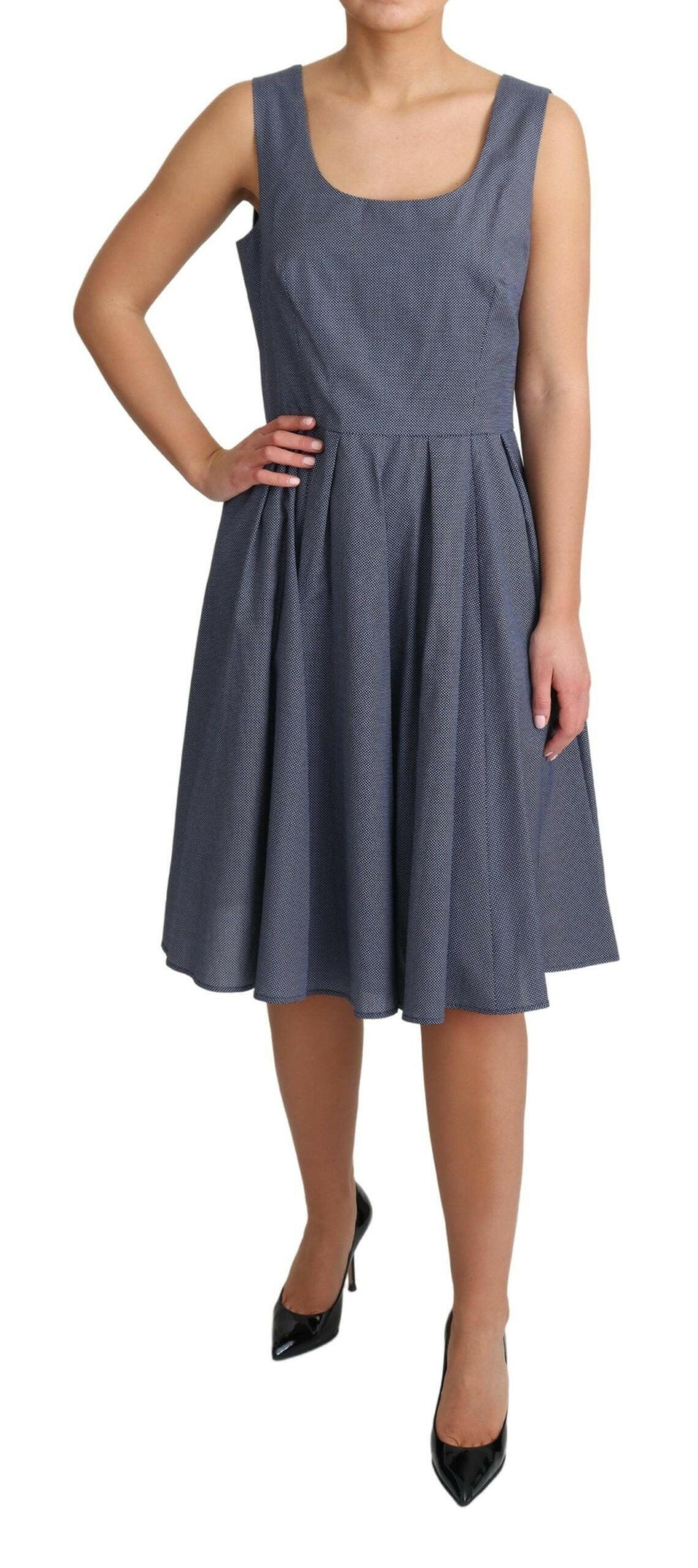 Dolce & Gabbana Blue Polka Cotton A-Line Stretch Dress -   -  Dolce & Gabbana. Dolce & Gabbana Blue Polka Cotton A-Line Stretch Dress -   -  Dolce & Gabbana.