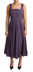 Dolce & Gabbana Purple Striped Cotton A-Line Stretch Dress -   -  Dolce & Gabbana.