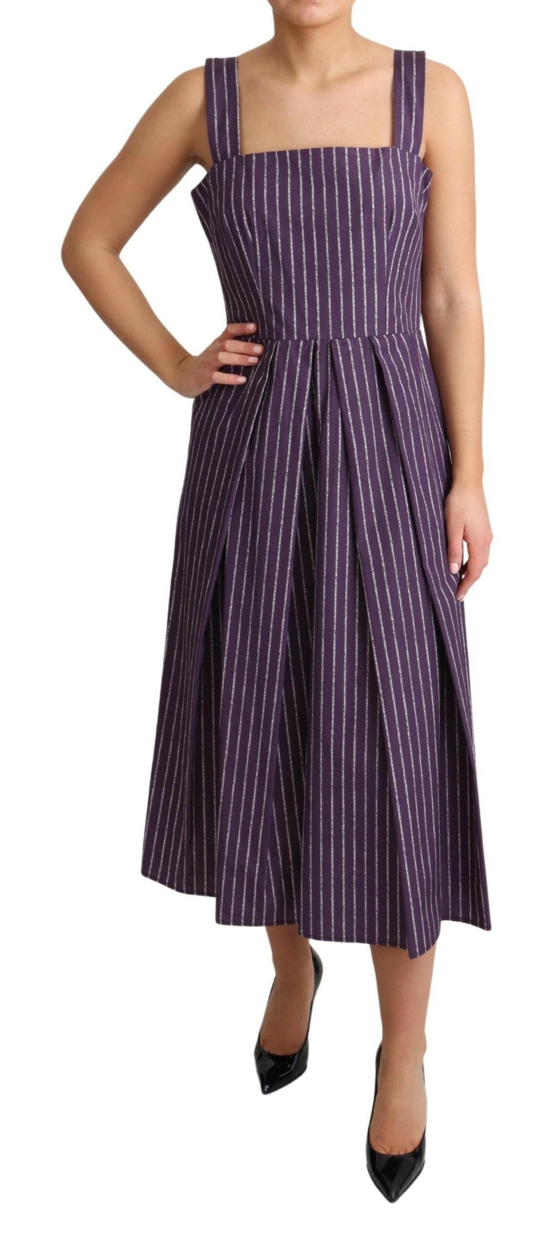 Dolce & Gabbana Purple Striped Cotton A-Line Stretch Dress -   -  Dolce & Gabbana. Dolce & Gabbana Purple Striped Cotton A-Line Stretch Dress -   -  Dolce & Gabbana.