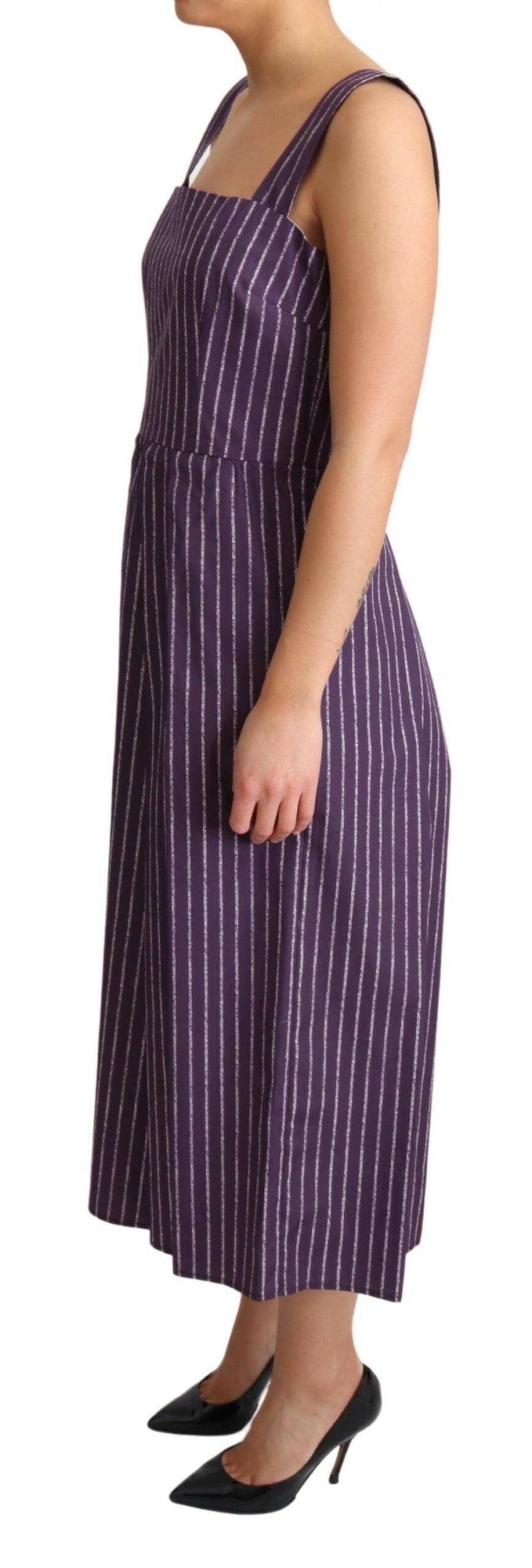 Dolce & Gabbana Purple Striped Cotton A-Line Stretch Dress -   -  Dolce & Gabbana. Dolce & Gabbana Purple Striped Cotton A-Line Stretch Dress -   -  Dolce & Gabbana.