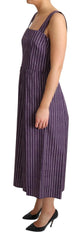 Dolce & Gabbana Purple Striped Cotton A-Line Stretch Dress -   -  Dolce & Gabbana.