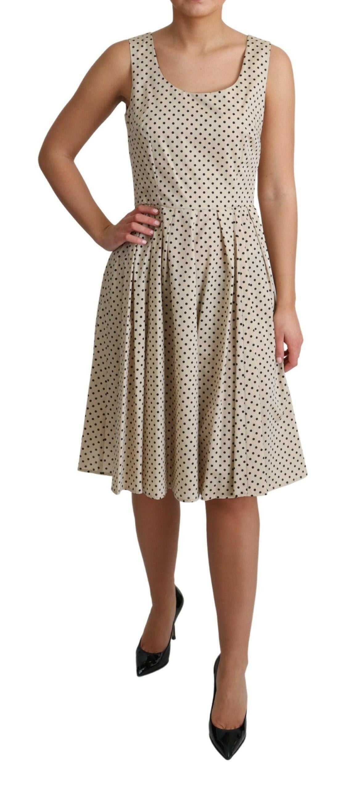 Dolce & Gabbana Beige Polka Dotted Cotton A-Line Dress -   -  Dolce & Gabbana. Dolce & Gabbana Beige Polka Dotted Cotton A-Line Dress -   -  Dolce & Gabbana.