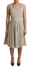 Dolce & Gabbana Beige Polka Dotted Cotton A-Line Dress -   -  Dolce & Gabbana.