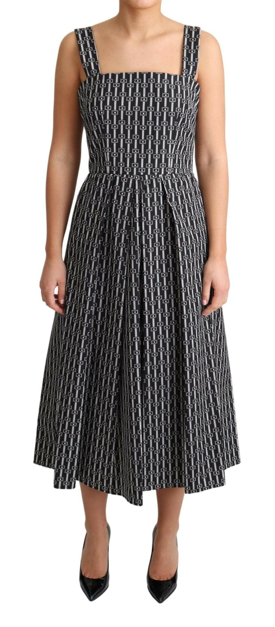 Dolce & Gabbana Black White Pattern Cotton A-Line Dress -   -  Dolce & Gabbana.