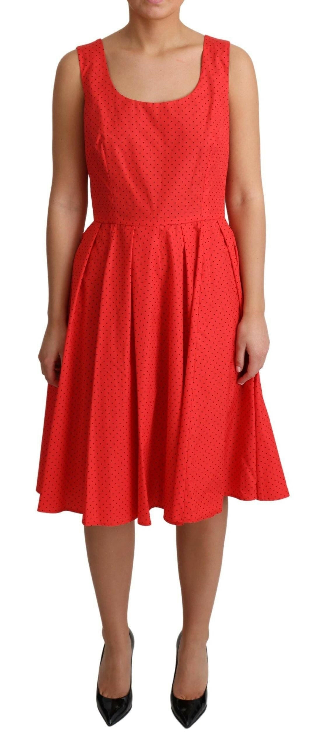 Dolce & Gabbana Red Polka Dotted Cotton A-Line  Dress -   -  Dolce & Gabbana.