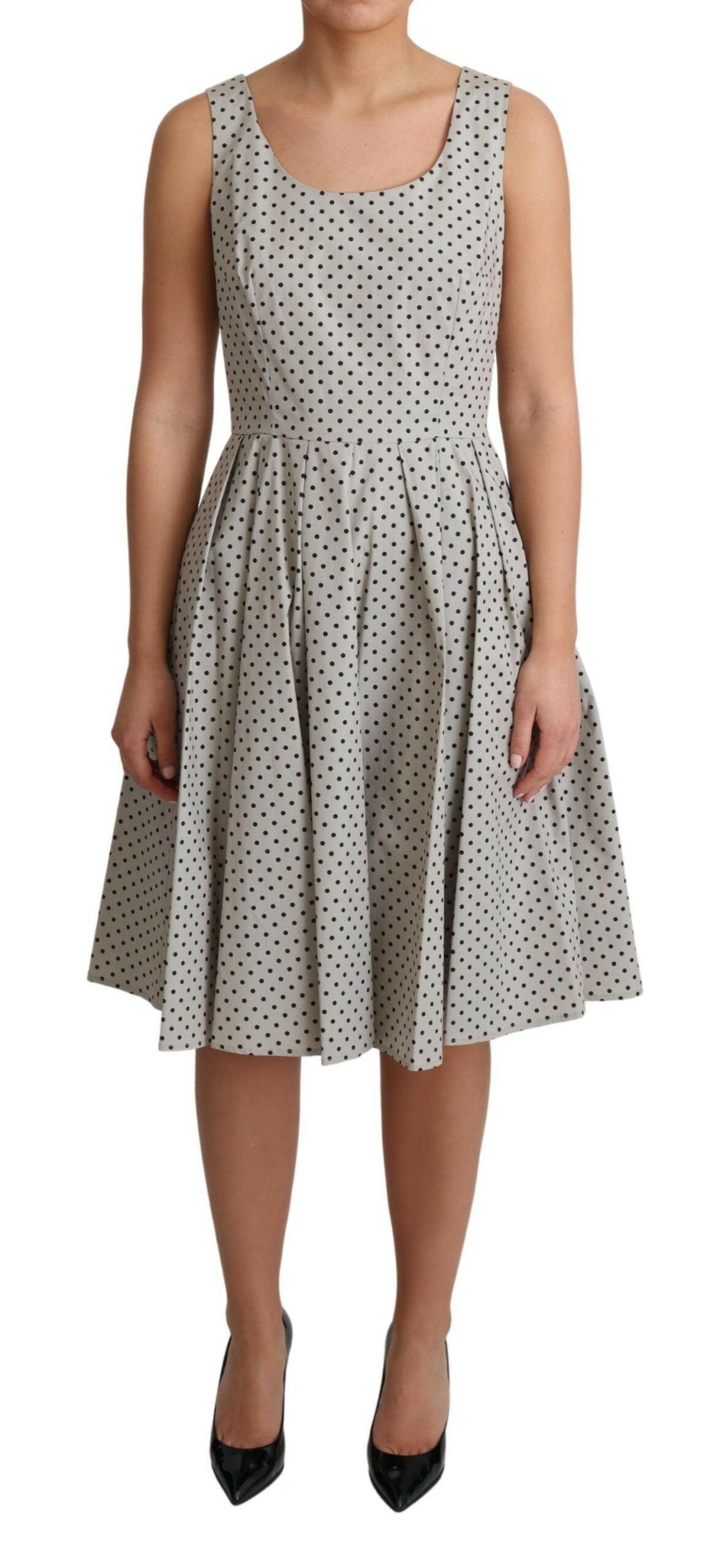 Dolce & Gabbana Beige Polka Dotted Cotton A-Line Dress -   -  Dolce & Gabbana.