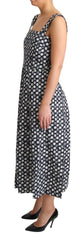 Dolce & Gabbana Blue Geometric Cotton A-Line Gown Dress -   -  Dolce & Gabbana.