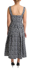 Dolce & Gabbana Blue Geometric Cotton A-Line Gown Dress -   -  Dolce & Gabbana.