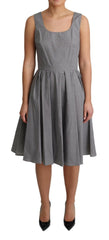 Dolce & Gabbana Blue Beige Geometric Cotton A-Line Dress -   -  Dolce & Gabbana.