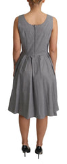 Dolce & Gabbana Blue Beige Geometric Cotton A-Line Dress -   -  Dolce & Gabbana.