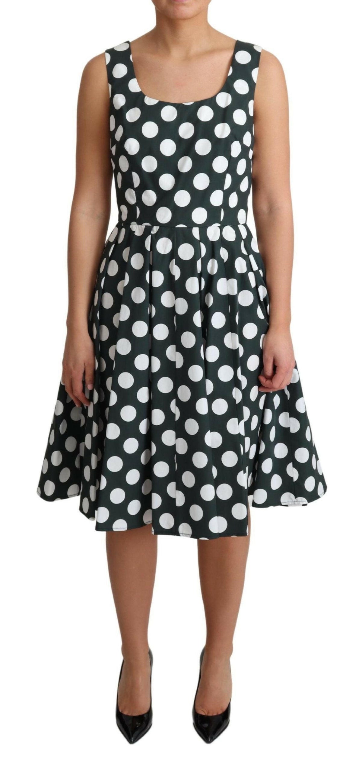 Dolce & Gabbana Green Polka Dotted Cotton A-Line Dress -   -  Dolce & Gabbana.