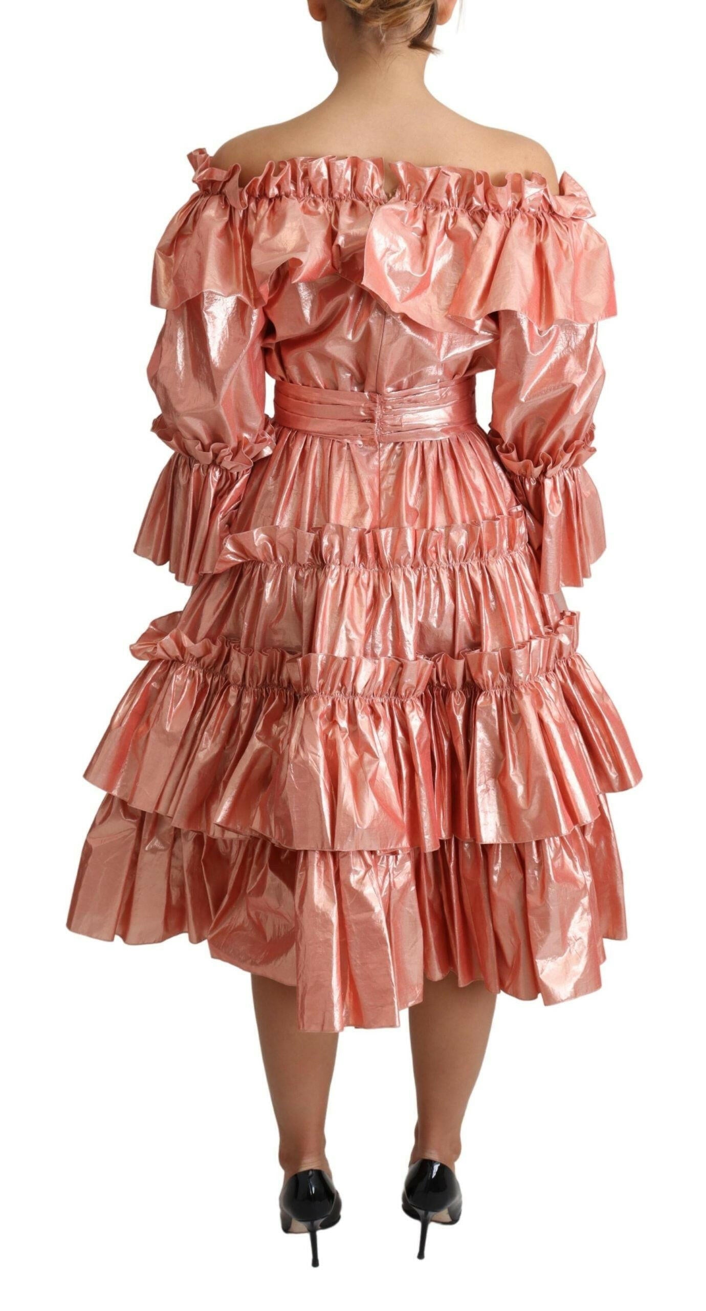 Dolce & Gabbana Pink Ruffled Dress Silk Cotton Gown Dress -   -  Dolce & Gabbana. Dolce & Gabbana Pink Ruffled Dress Silk Cotton Gown Dress -   -  Dolce & Gabbana.