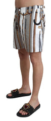 Dolce & Gabbana White Walking Stick Beachwear Shorts Swimshorts -   -  Dolce & Gabbana.