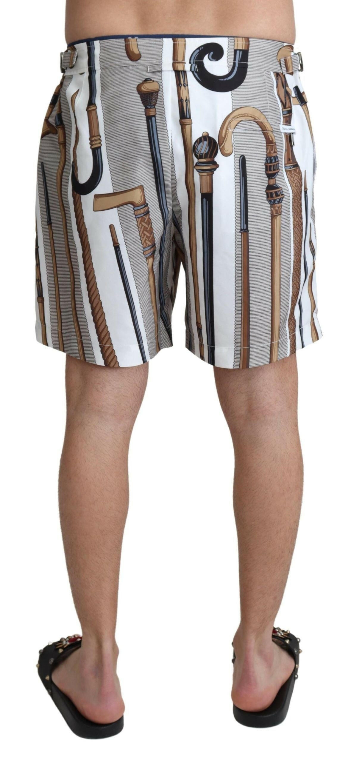 Dolce & Gabbana White Walking Stick Beachwear Shorts Swimshorts -   -  Dolce & Gabbana. Dolce & Gabbana White Walking Stick Beachwear Shorts Swimshorts -   -  Dolce & Gabbana.