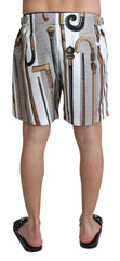 Dolce & Gabbana White Walking Stick Beachwear Shorts Swimshorts -   -  Dolce & Gabbana.