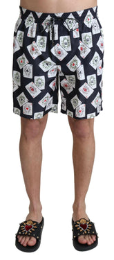 Dolce & Gabbana Black Card Deck Print Beachwear Swimshorts -   -  Dolce & Gabbana.