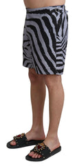 Dolce & Gabbana Gray Zebra Print Beachwear Shorts -   -  Dolce & Gabbana.